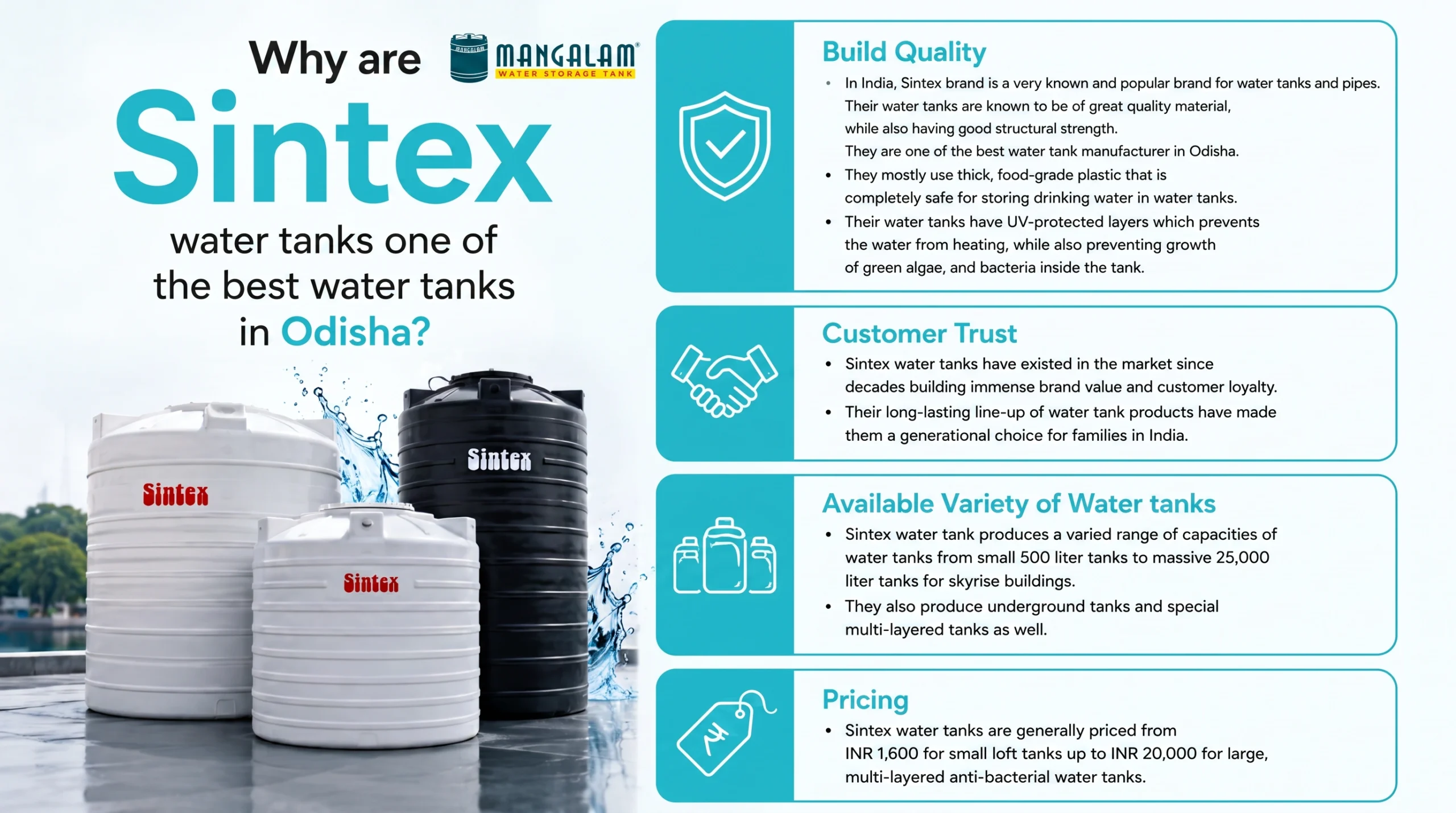 Why are Sintex water tanks one of the best water tanks in Odisha?