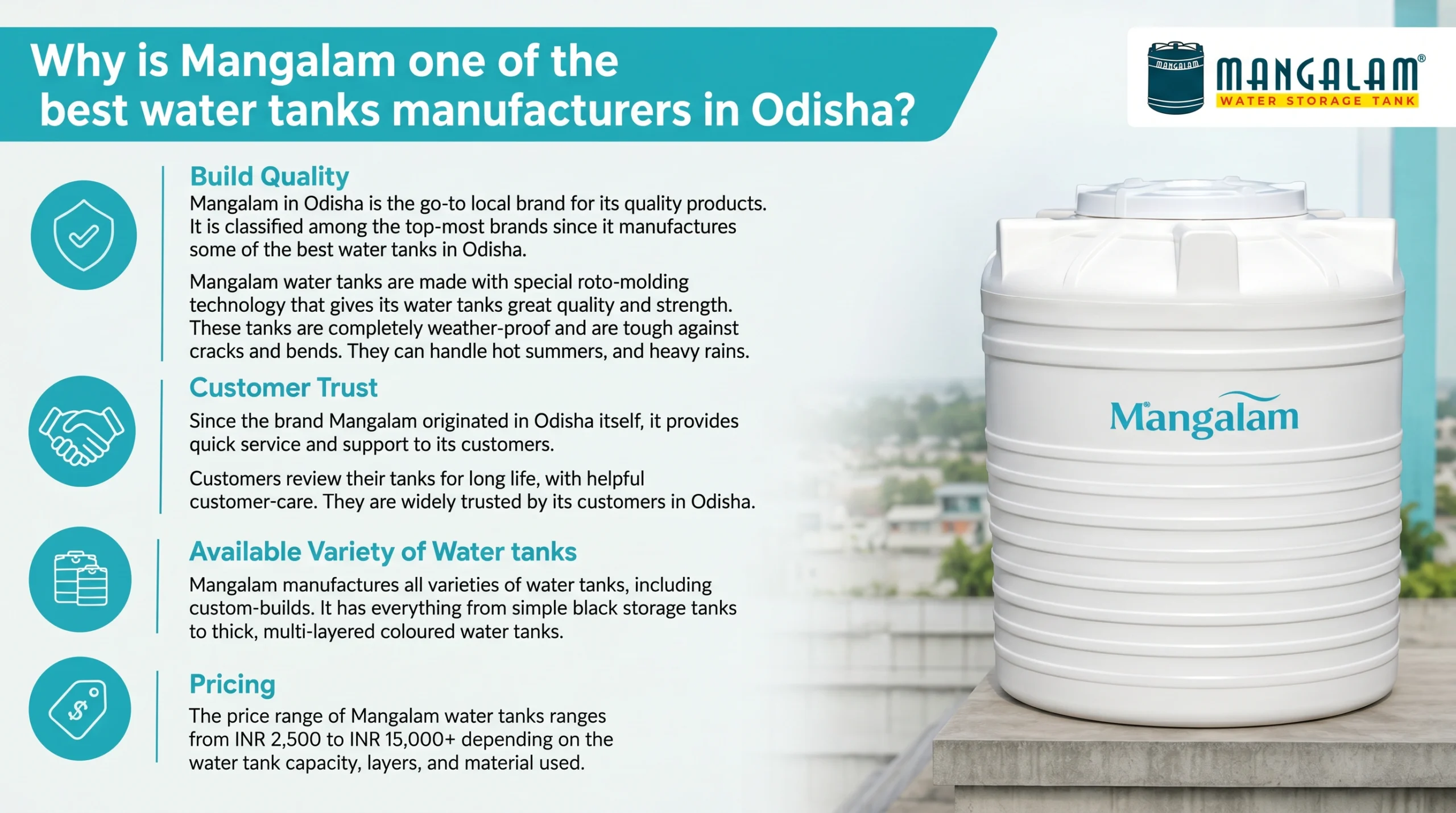 Why is Mangalam one of the best water tanks manufacturers in Odisha?