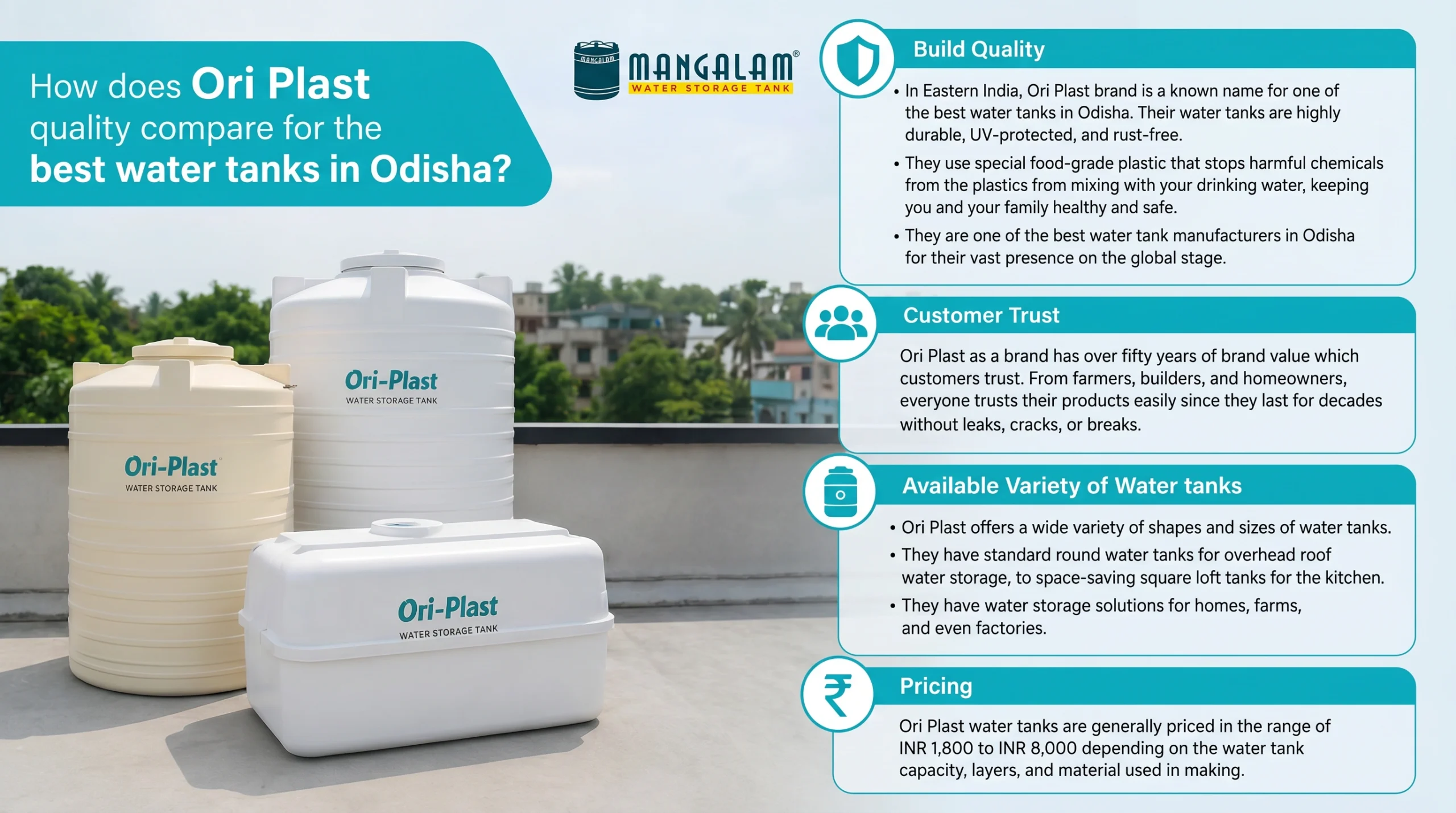 How does Ori Plast quality compare for the best water tanks in Odisha?