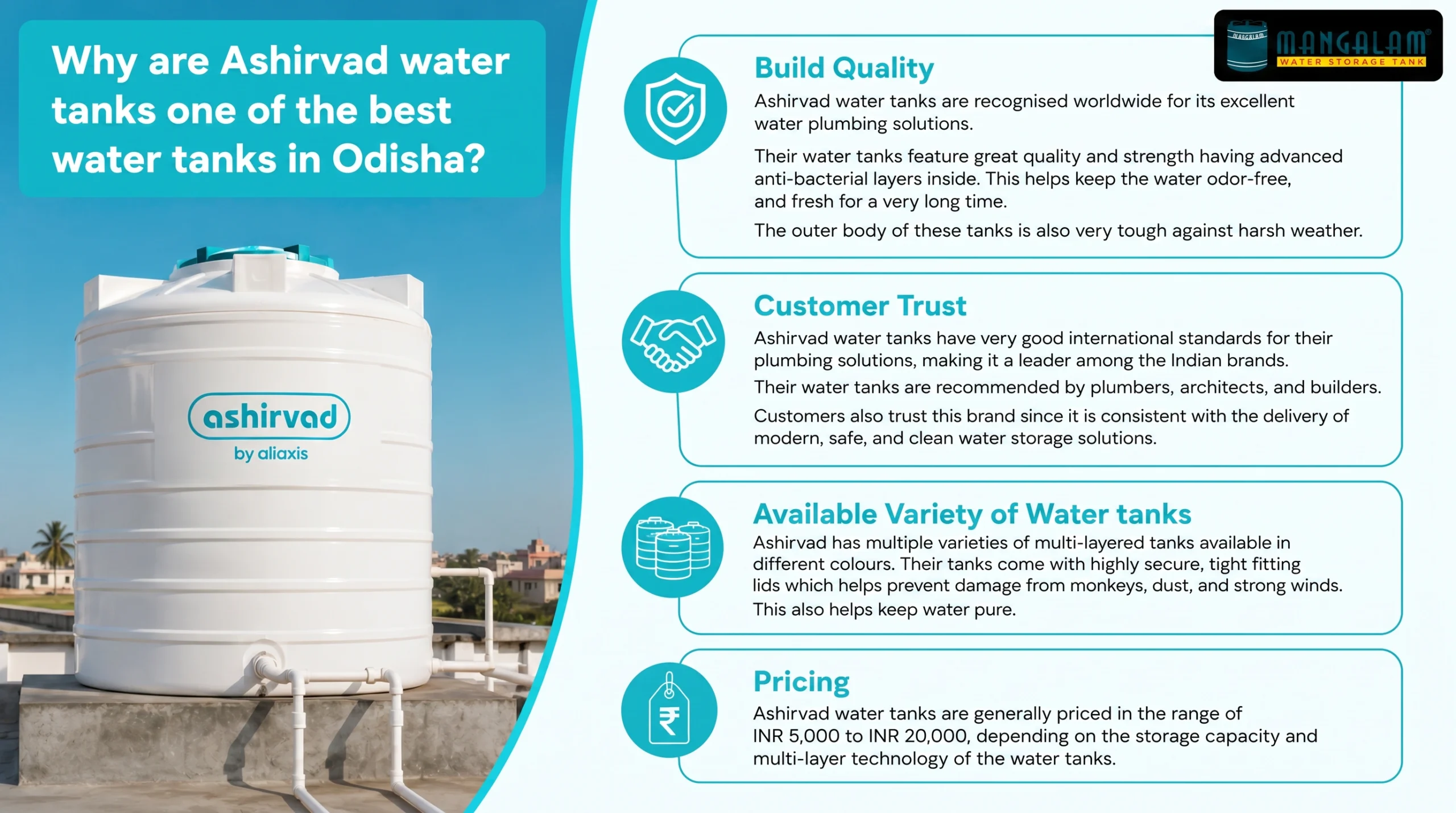 Why are Ashirvad water tanks one of the best water tanks in Odisha?
